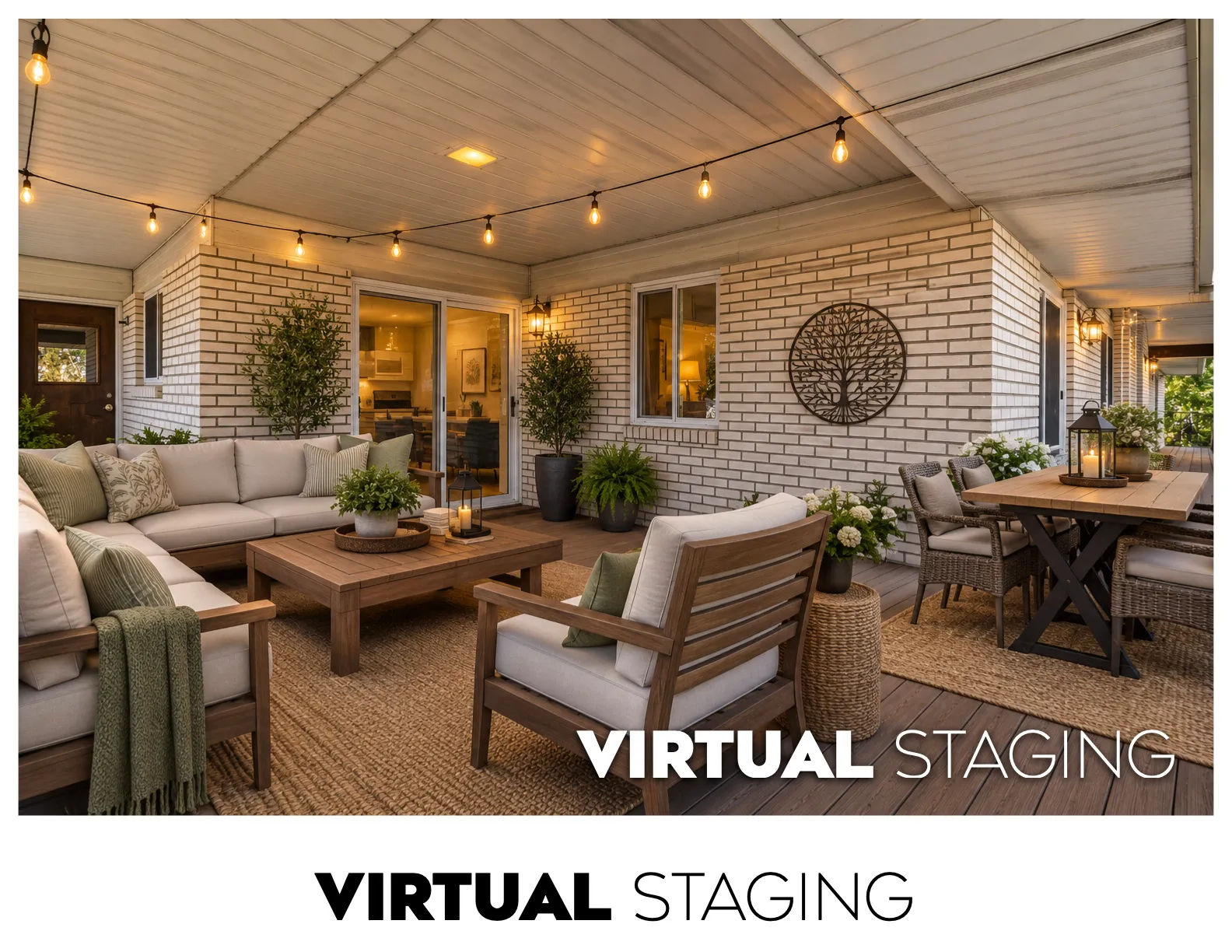 Covered patio featuring a light brick exterior, a sliding glass door, and recessed lighting
