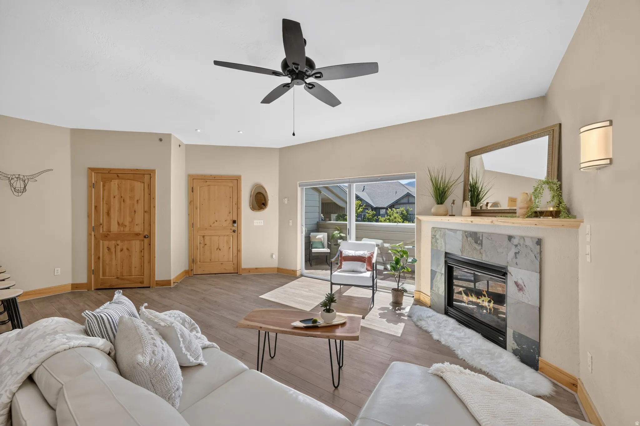 Open floorpan flooded with natural light