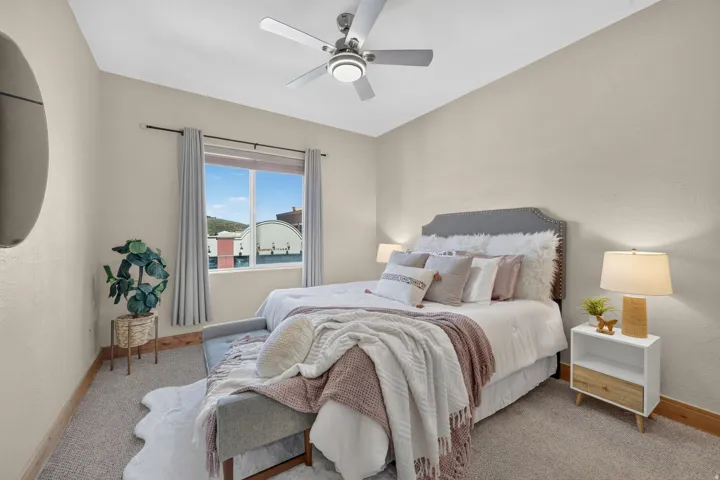 Primary bedroom with attached bathroom