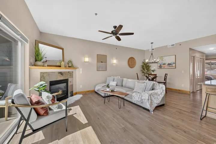 Open floorpan flooded with natural light