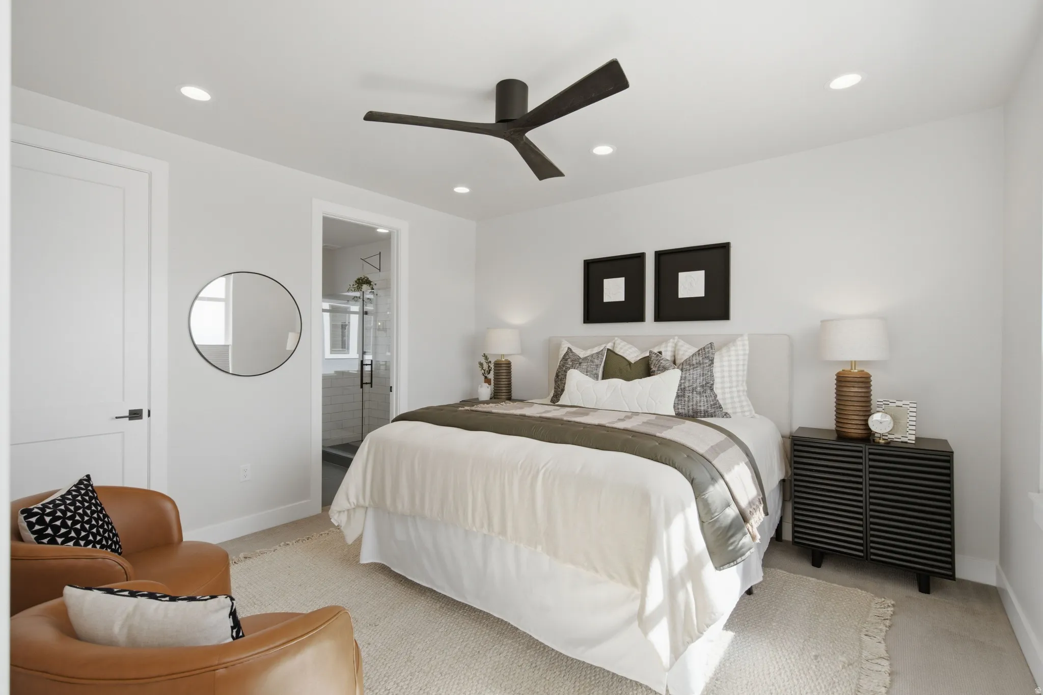 Recessed lighting and a ceiling fan