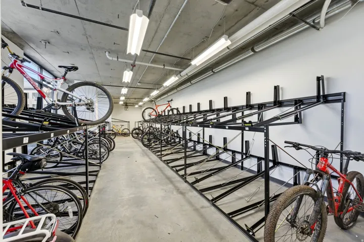 Dedicated bicycle storage area with multiple racks