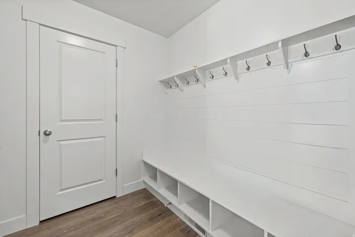 Built-in bench seating with cubbies