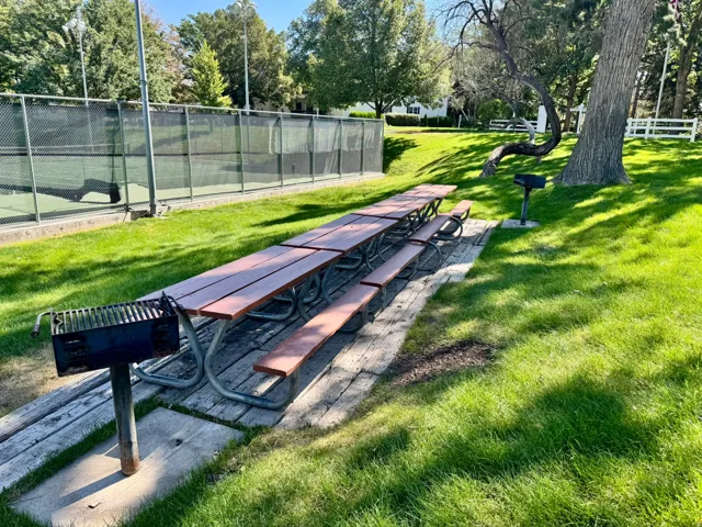 Community Picnic Tables with Park-style Charcoal Grill Rack