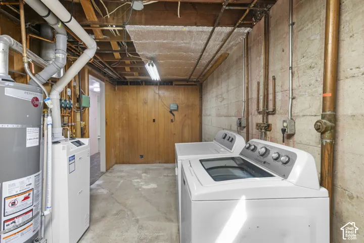 Concrete flooring and walls with exposed utility piping