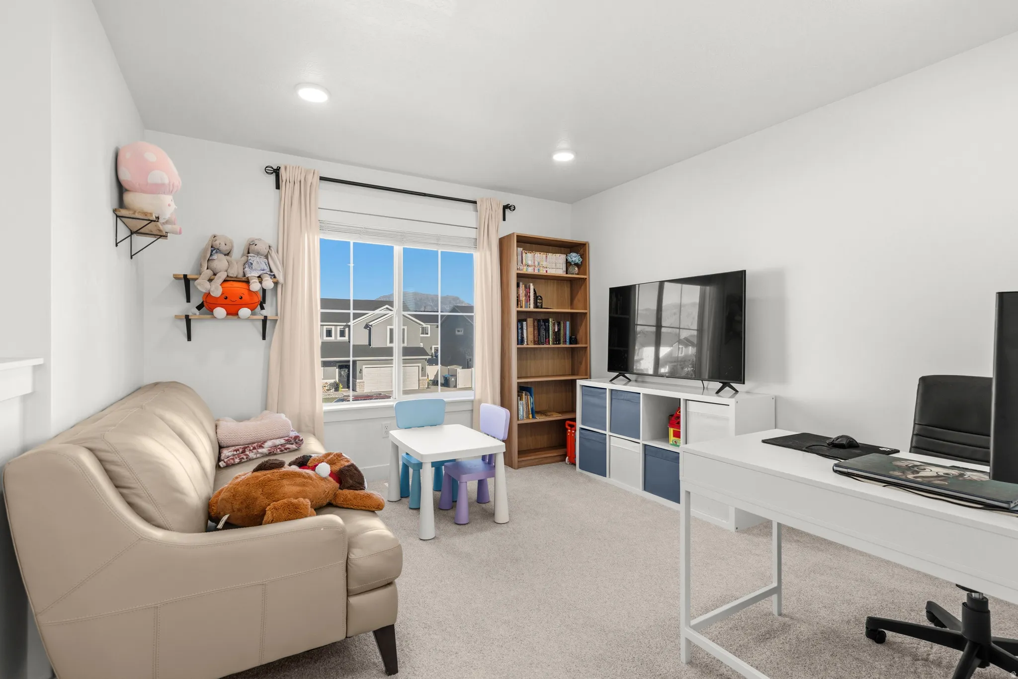 White walls with recessed lighting