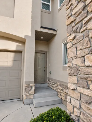Storm door at entry