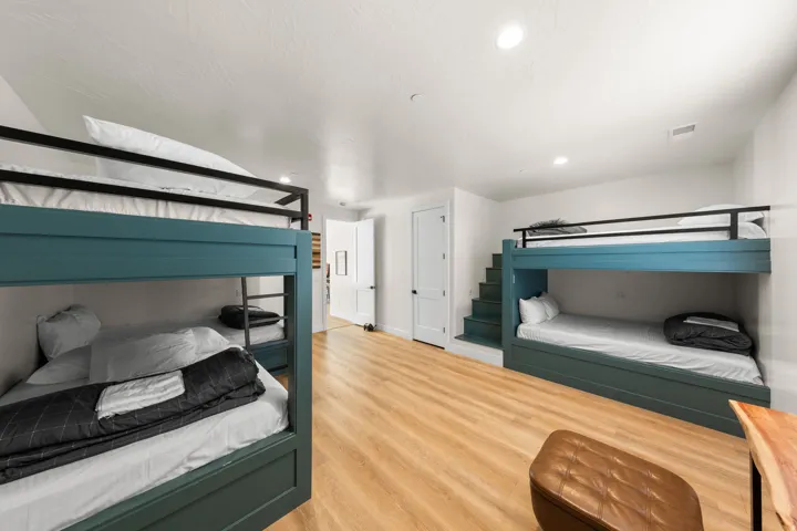 Wood-finish flooring with recessed lighting
