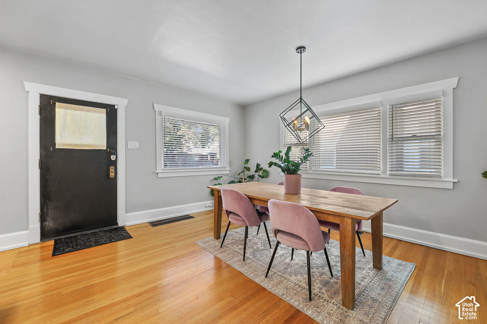 Dining area - New paint on walls and original restained wood flooring