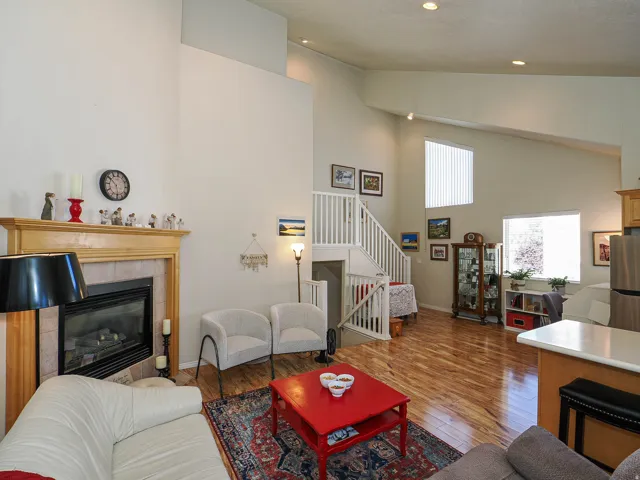 Gas fireplace.