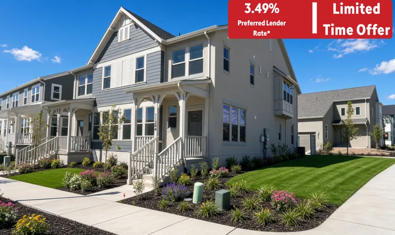 Modern townhome exterior with mixed material siding and a covered entry