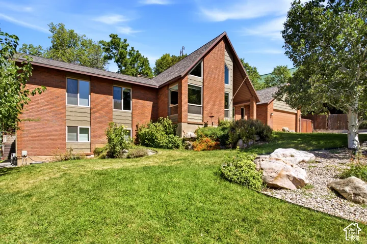 Brick exterior with an A-frame architectural detail