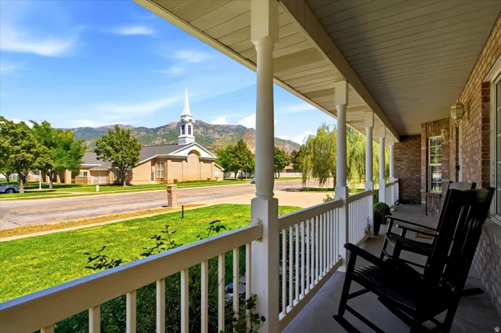 Large wraparound porch with views of the mountains