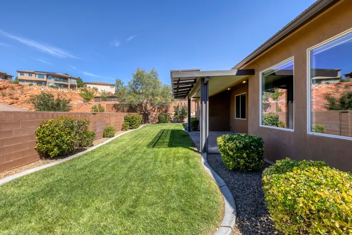 Expansive lawn area with a concrete curb border