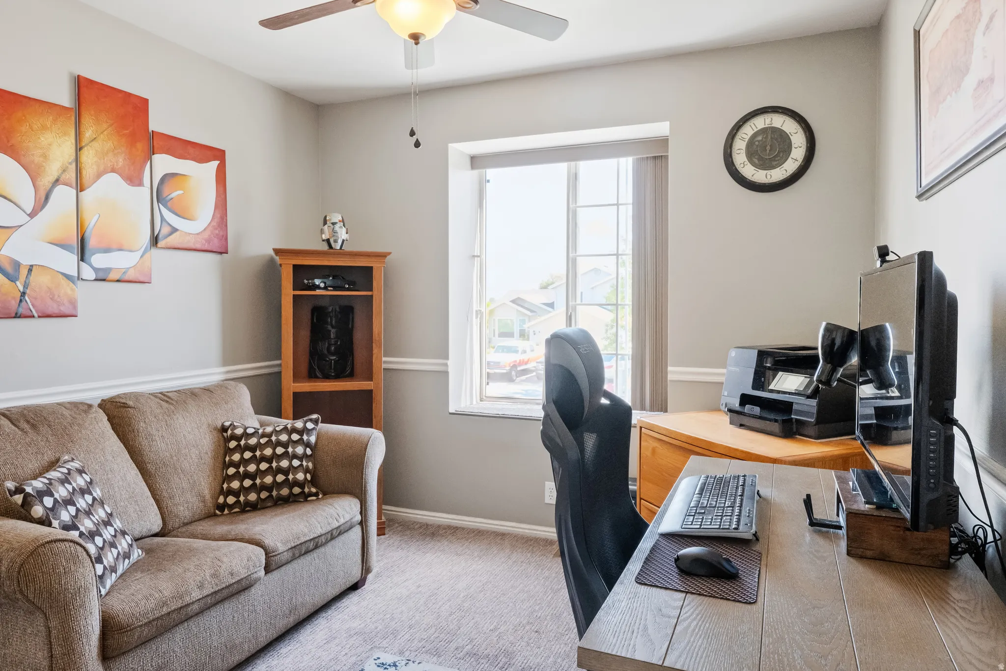 Newer carpet in this sunny bedroom