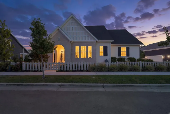 Gabled rooflines with decorative brickwork accents