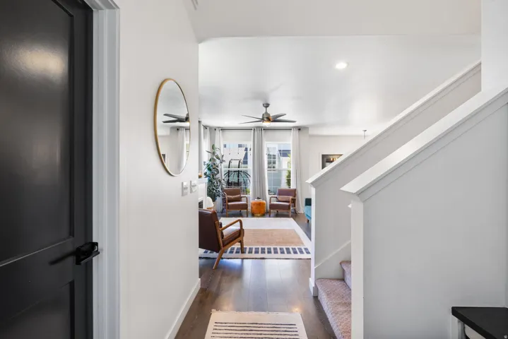Hardwood-style flooring throughout the main level