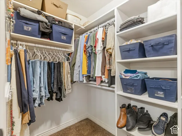Built-in custom closet system with extensive shelving and multiple hanging rods