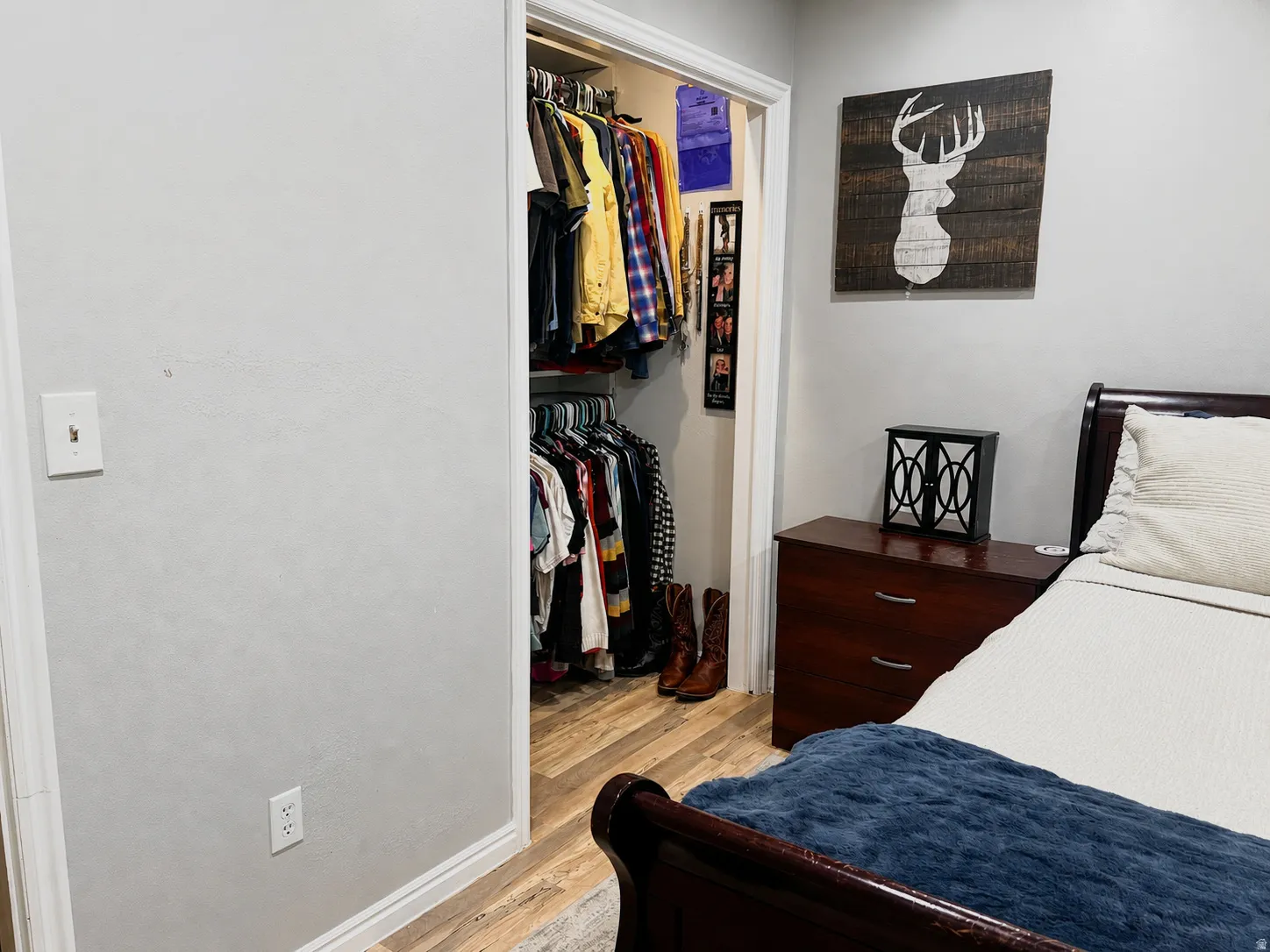 Built-in closet with shelving and hanging rods