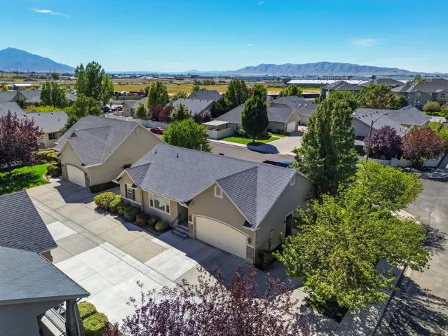 Expansive neighborhood with diverse residential architecture and mature landscaping