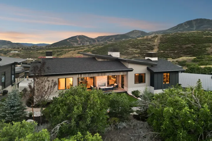 Modern exterior architecture with an expansive patio