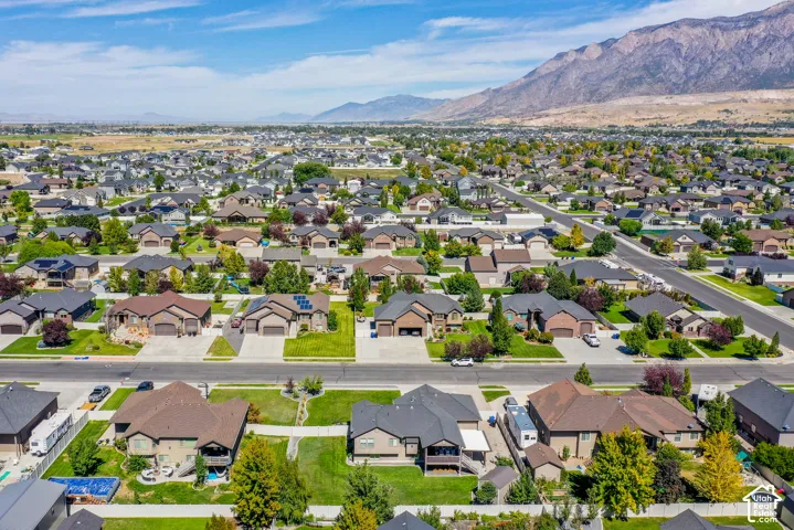 Residential neighborhood with paved streets and established landscaping