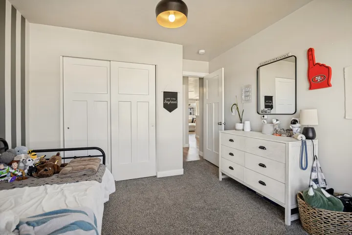Wall-to-wall carpeting and a ceiling-mounted light fixture