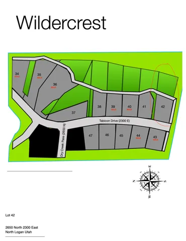 Plat Map. Illustrating the layout of lots within the Wildercrest development, with specific lot identification and status