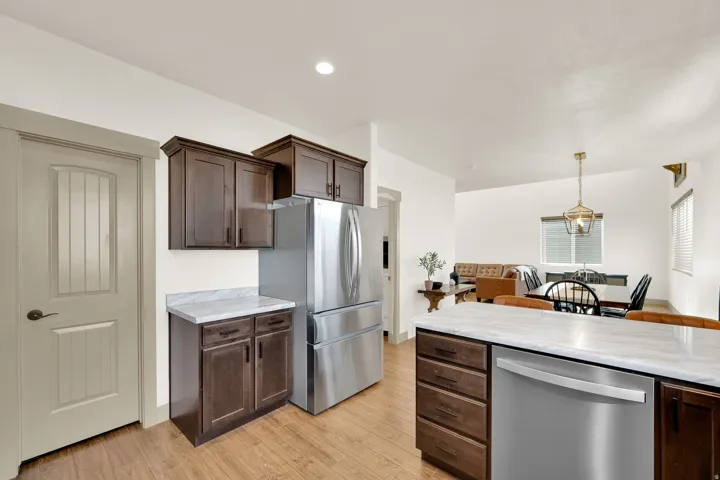 Wood-finish flooring throughout