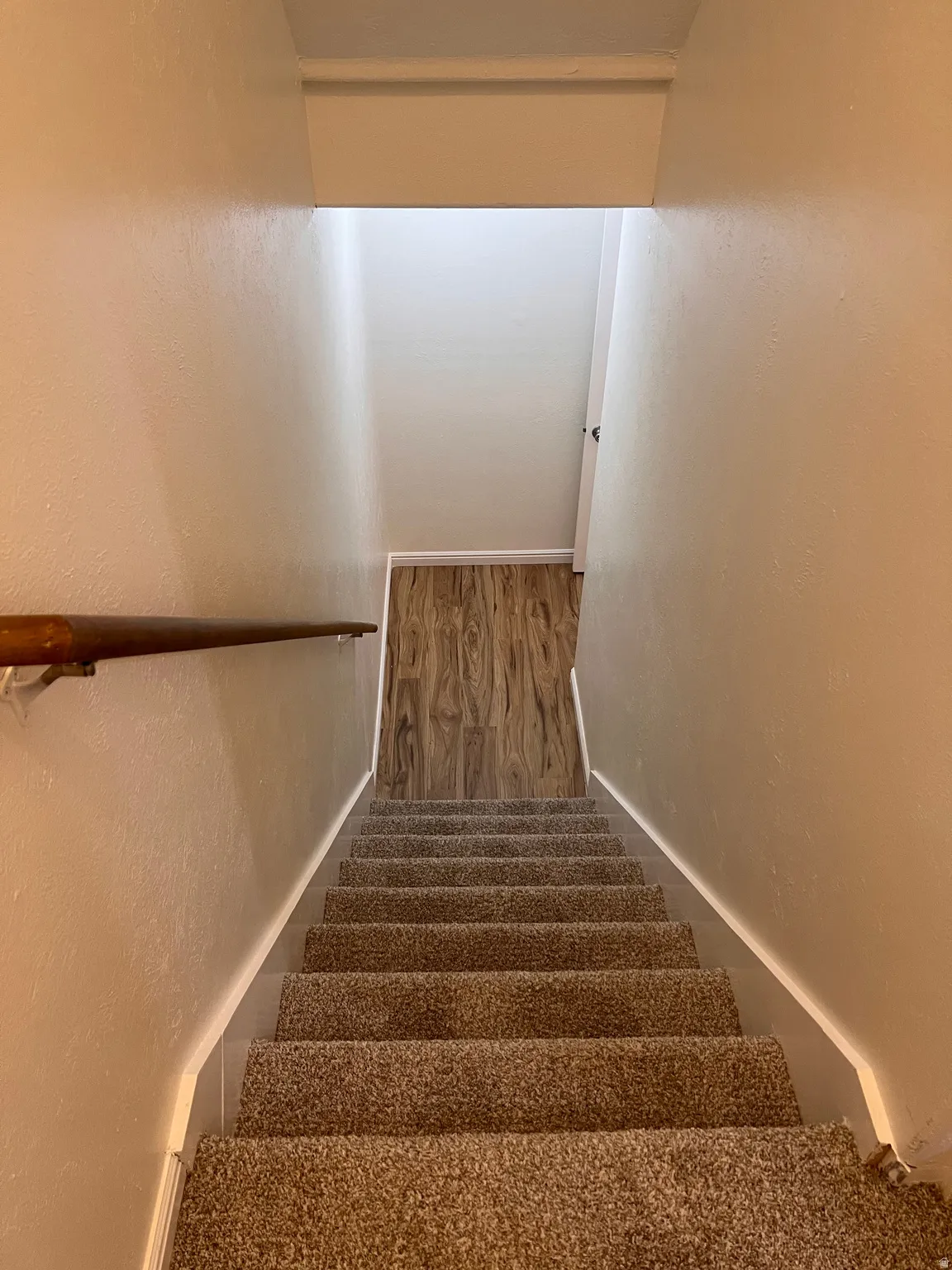 Stairs to basement, new carpet, new paint