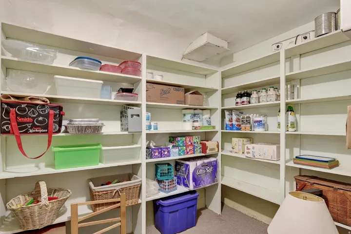Built-in shelving providing extensive storage