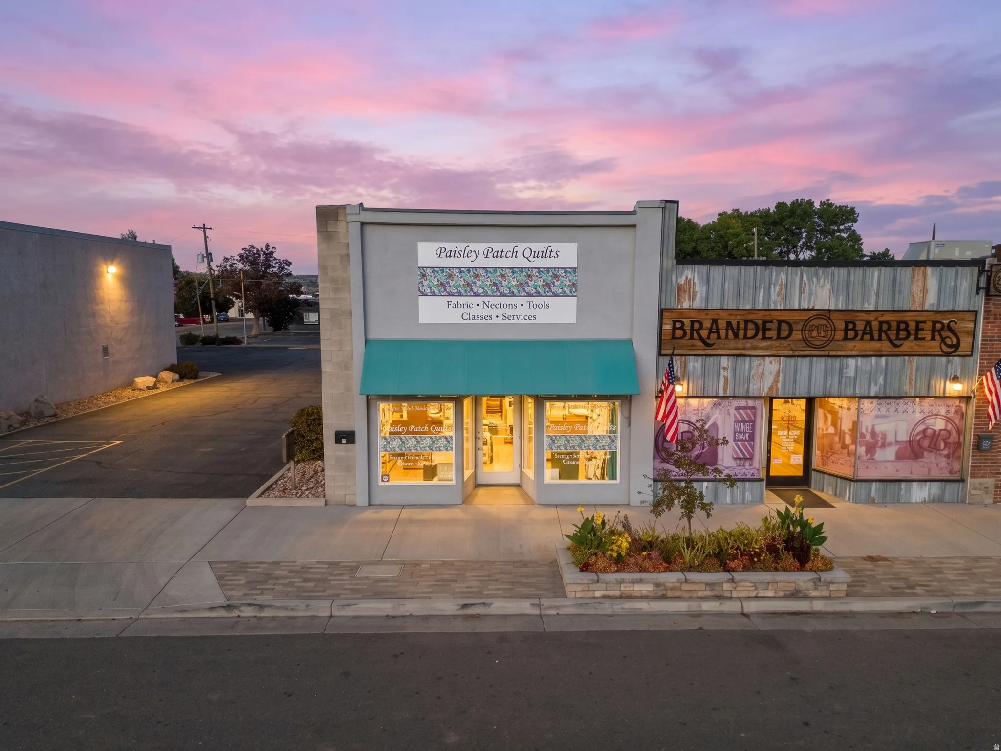 Commercial storefronts featuring large display windows