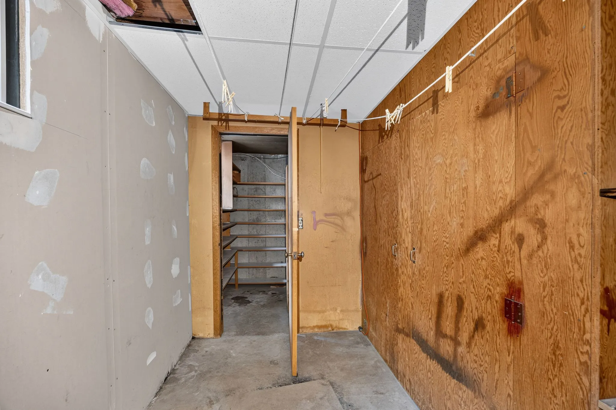 Storage area adjacent to utility room