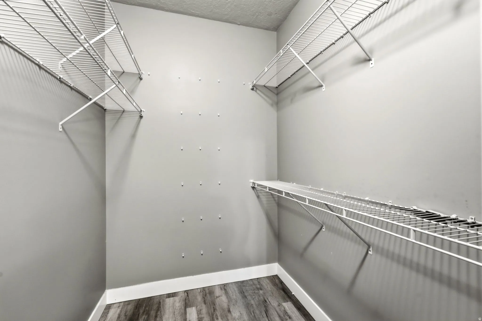 Wood-finish flooring with white trim