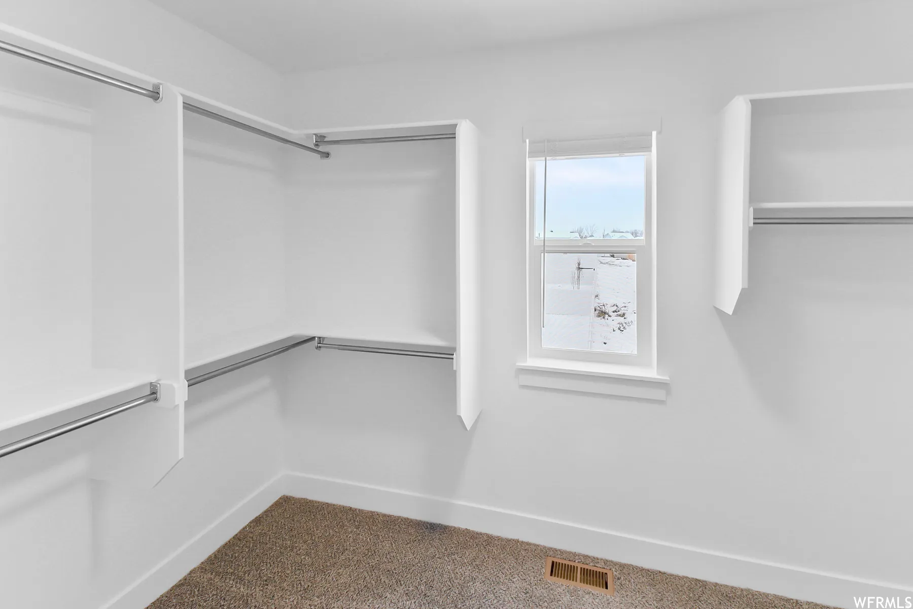 Built-in shelving with hanging rods