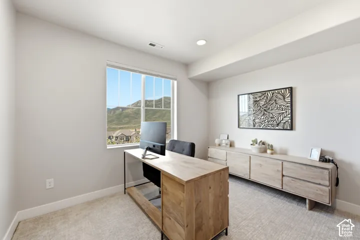 Large window with mountain backdrop