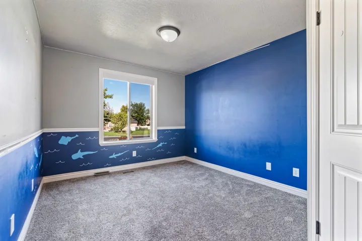 Wall-to-wall carpeting and a ceiling-mounted light fixture