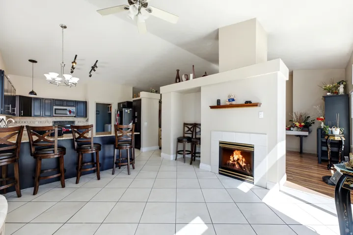 Kitchen with dark wood-finish cabinetry, stainless steel appliances, and a tiled backsplash