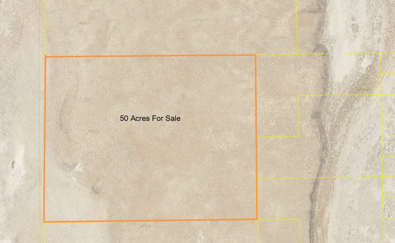 Aerial Map. Displaying a 50-acre property currently available for acquisition