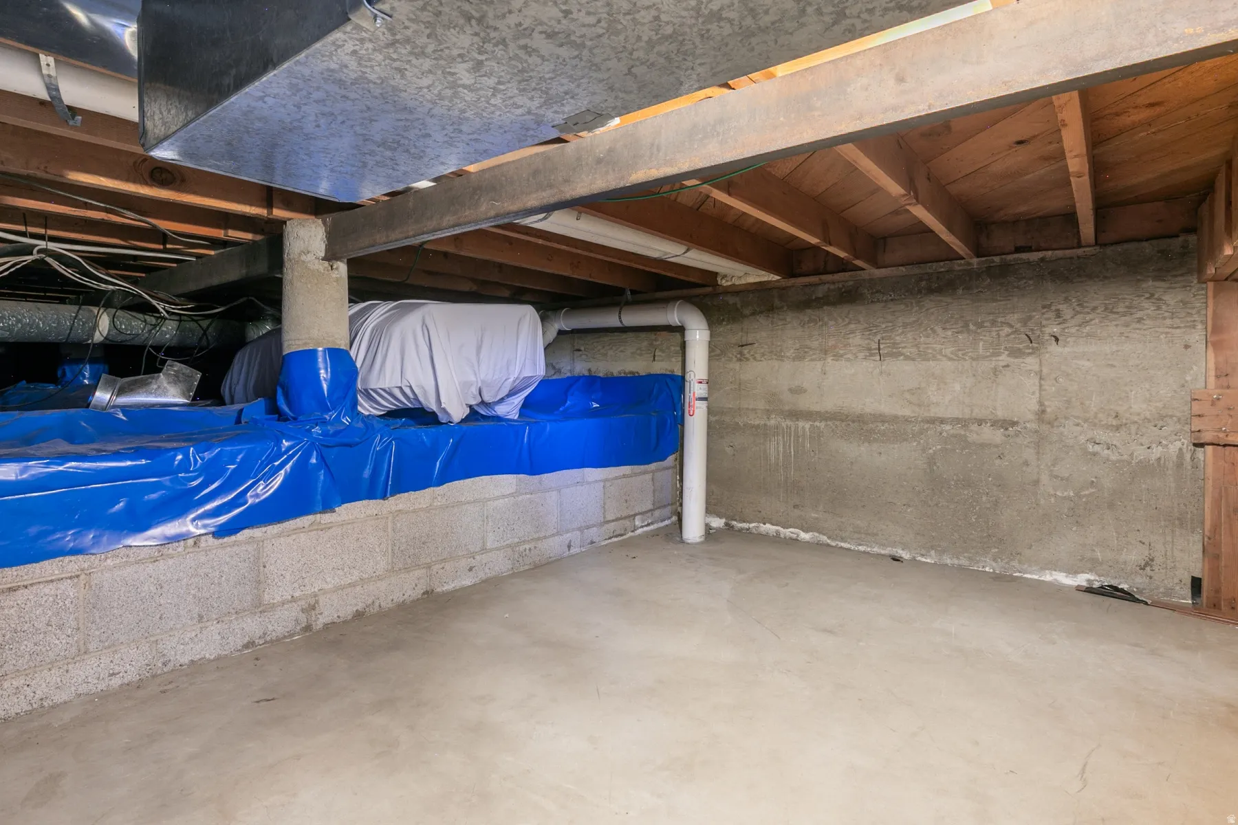 Underground crawl space.