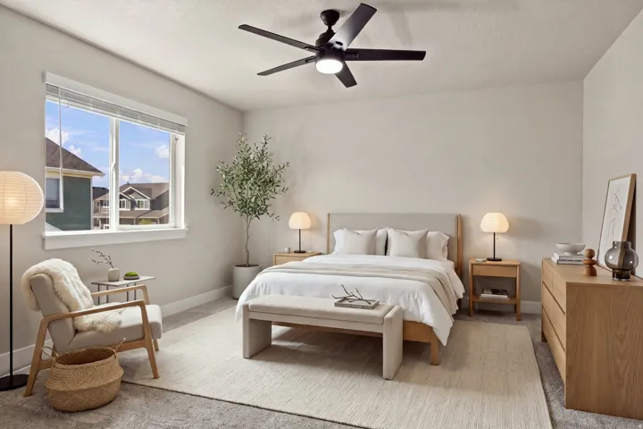 Recessed window with blinds