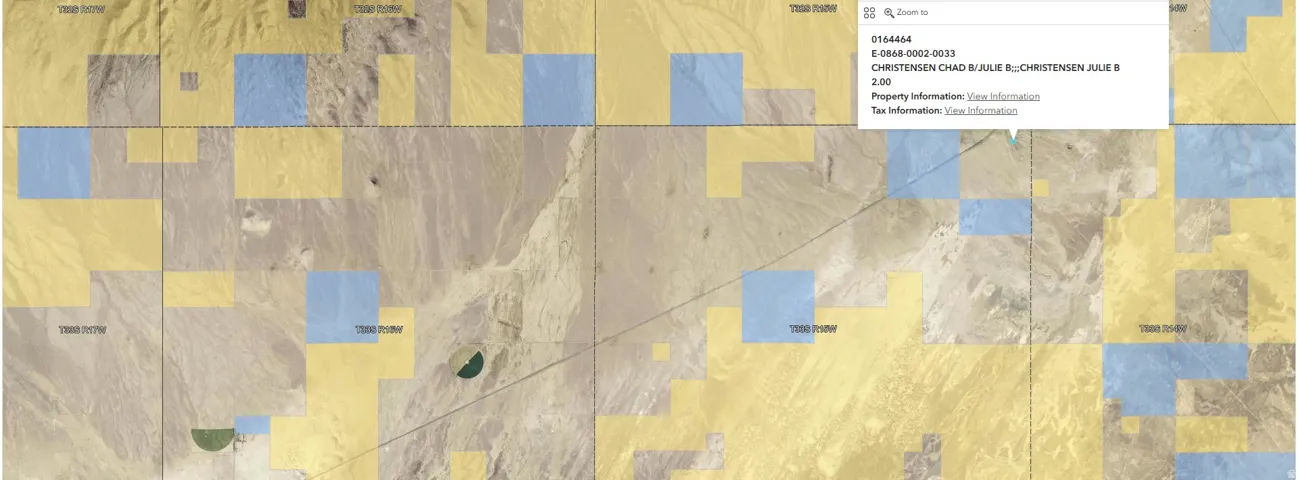 Geographic Information System (GIS) Map. Displaying property boundaries and ownership data for the specified parcel