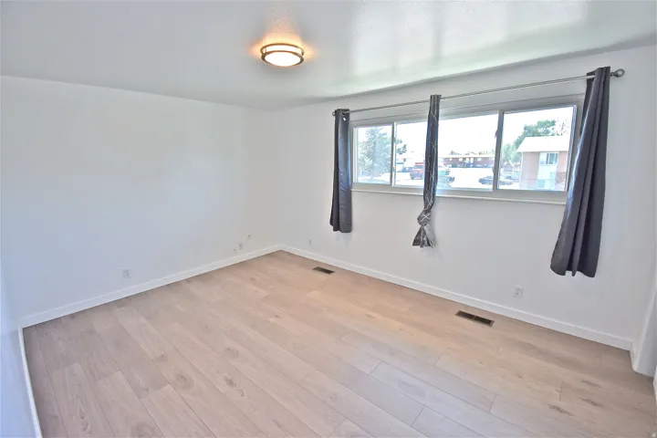 Upstairs bedroom with blackout window coverings