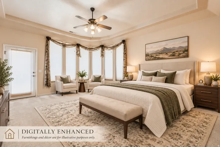This photo has been digitally enhanced with virtual furnishings and décor to illustrate the property’s potential.