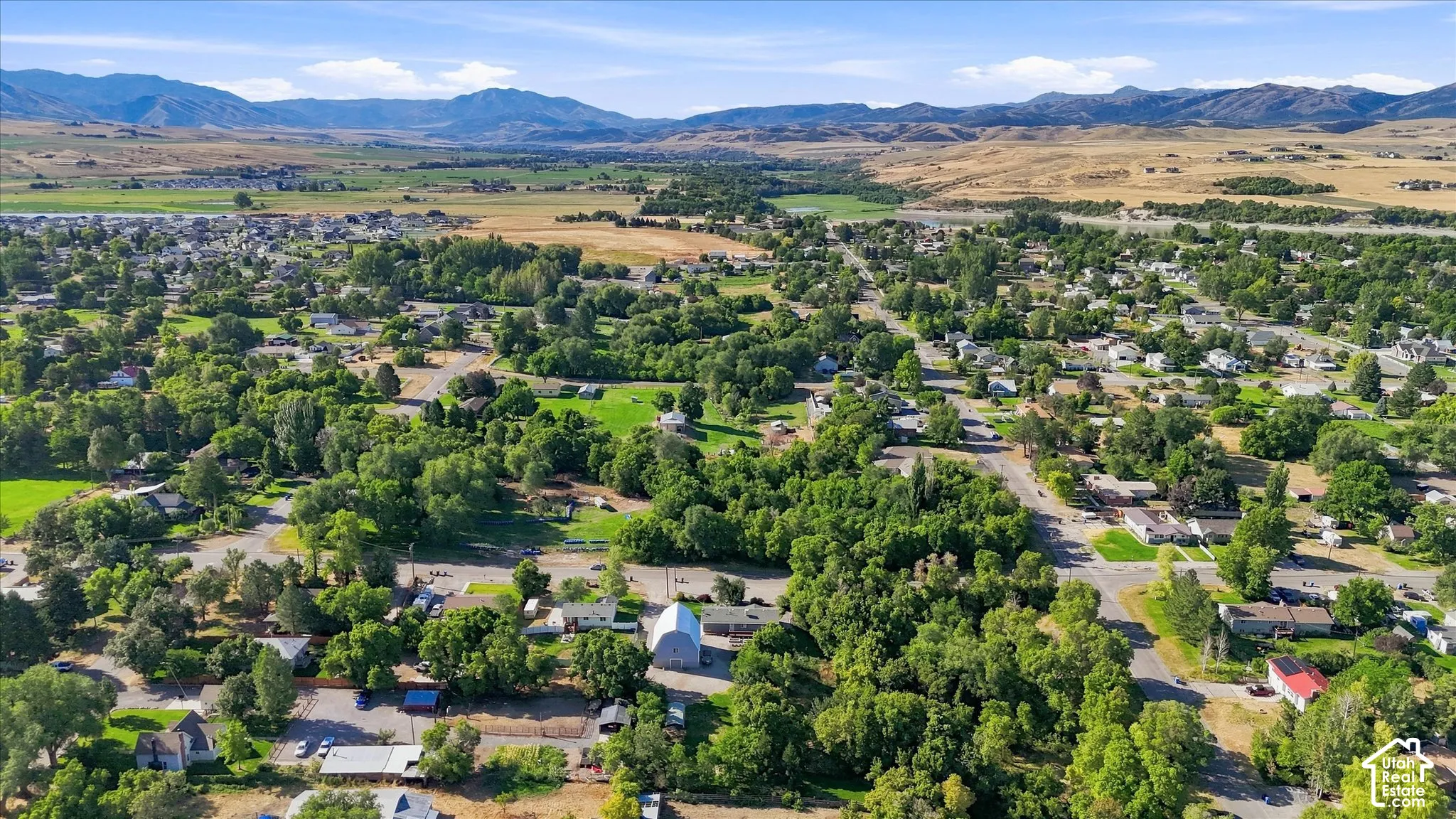 Expansive aerial perspective looking North