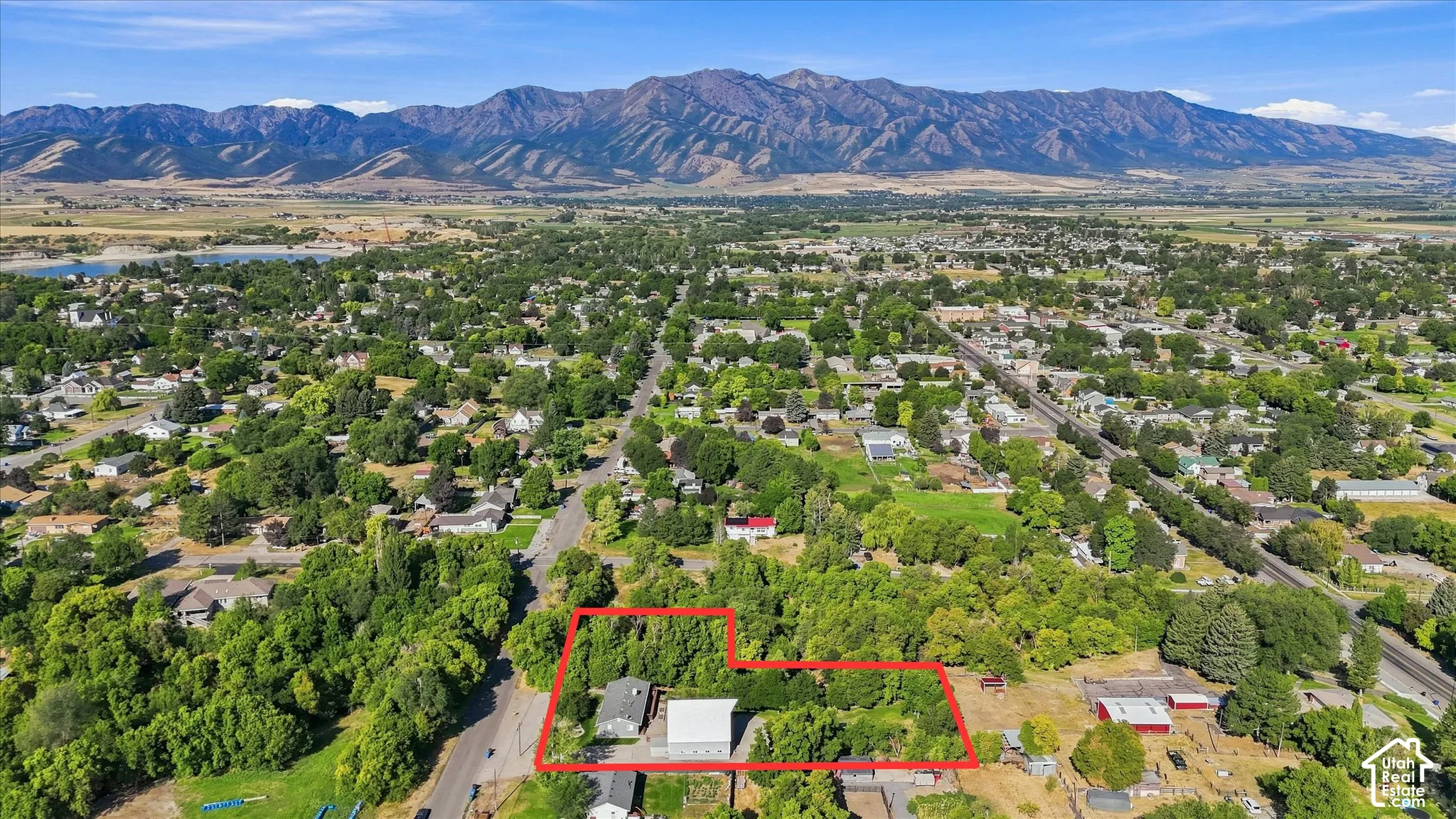 Aerial perspective of a property looking West