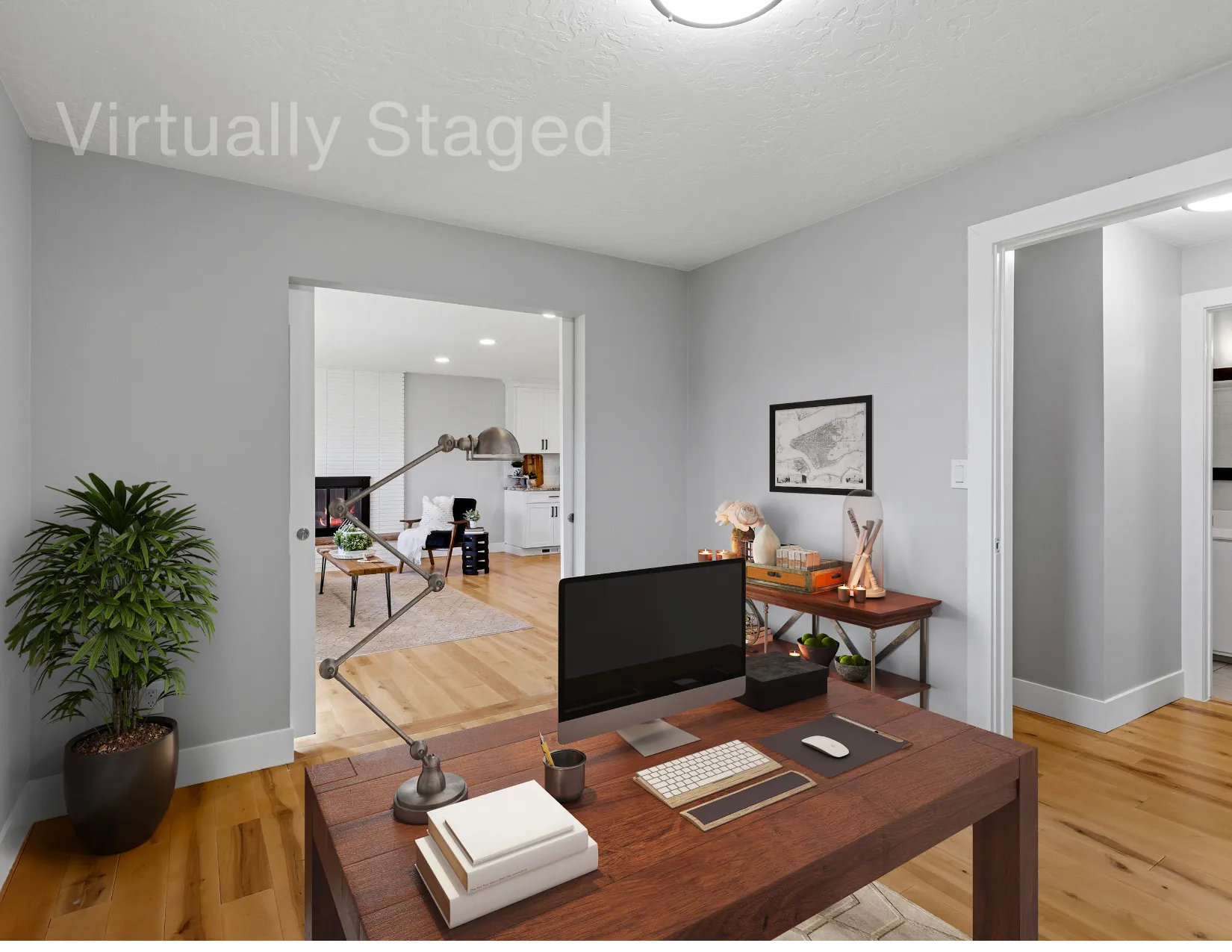 Flex space could be used as a bedroom, den or home office.  Virtually Staged