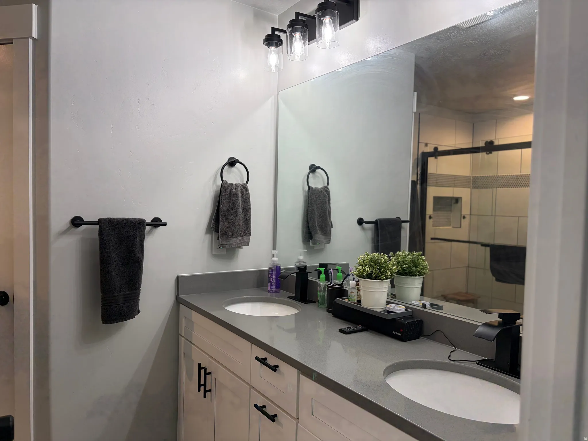 Upgraded Double Sinks with Black Lights, Faucets and Hardware to Match.