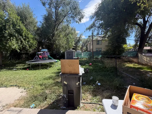 Large fenced backyard