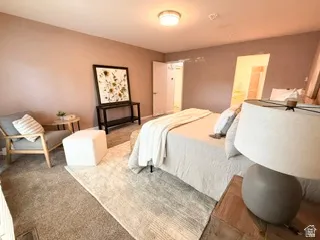 Neutral-toned wall finish with coordinating carpet flooring